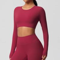 Traje de Yoga de manga larga ajustado con almohadilla para el pecho, Top corto deportivo de manga larga para mujer, Pilates, correr - details 20