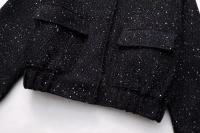 Chaqueta de Lentejuelas Brillantes Oro Y2K Cuello Altivo, Manga Larga, Abrigo Corto para Mujeres - details 4