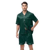 Conjunto de Pijama de Manga Corta para Hombre de Talla Grande Pantalones Cortos de Satén, Ropa de Dormir Fresca, Traje de Pijama Informal de Verano - details 22