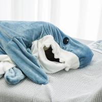 TRAFZA-pijama holgado de franela para niños y adultos, saco de dormir de tiburón de dibujos animados, una pieza, manta para el hogar, lindo chal de tiburón, regalo - details 5
