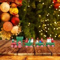 Tren de Madera de Navidad Mini Tren de Madera Mini muñeco de Nieve de Madera Tren de Madera Ornamento de Tren de Navidad para - details 1