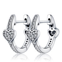 Pendientes de aro de Plata de Ley 925 para mujer, aretes con forma de corazón, luna y estrella, regalos de joyería - details 0