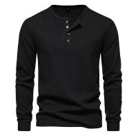 Camiseta de manga larga Henley para hombre, camisa básica transpirable con botones, informal, Color sólido, otoño - details 16