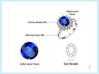 JewelryPalace-Anillo de Plata de Ley 925 con zafiro azul, sortija de lujo, Princesa Diana, para mujer - details 4