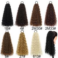 Peluca de cola de caballo Afro rizada permanente de maíz, extensión de cola de caballo, banda para el cabello, cola de caballo rizada ondulada larga, postizo de cola de poni Natural falso - details 1