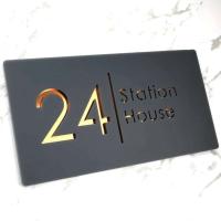 Placa de dirección personalizada con números de buzón hebreo de casa acrílica, placas de nombre para exteriores y hogar de oro negro - details 13