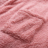 Albornoz de felpa para mujer, pijama cálido para casa con capucha de color sólido - details 8