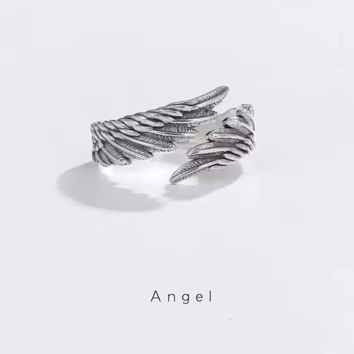 Anillo creativo Retro con alas de demonio y Ángel para hombres y mujeres anillo abierto gótico Punk hecho a mano accesorios de joyería Unisex regalo para amantes - 1
