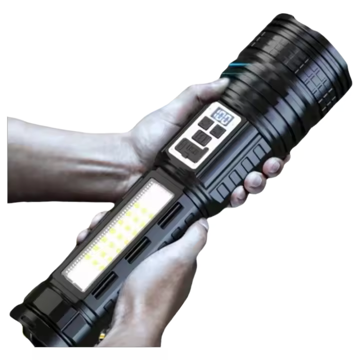 Linterna Táctica De Doble Fuente De Luz Blanco Y Amarillo 100000Lm Alta Potencia Con Luz Lateral COB Spot De Emergencia - 1