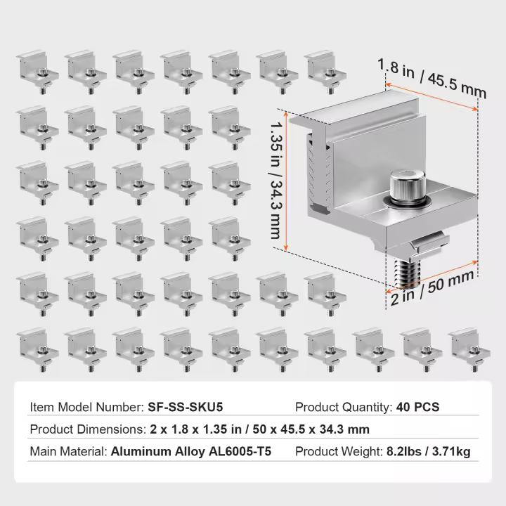 Soportes de montaje para panel solar Z de SucceBuy: ajustables de 35 a 50 mm, livianos para vehículos recreativos y más - 1