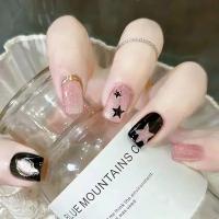 24pcs Uñas Postizas Almendro Rosa Y Nude Para Mujeres Y Niñas Decoración De Uñas Con Lazo Falso De Resina Artículos De Manicura - details 15