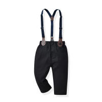 Conjunto de tres piezas para niños: blazer a cuadros, vestido tipo cárdigan de algodón de manga larga y pantalones con tirantes. - details 11