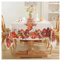 Mantel de mesa de calabaza de pavo divertido, cubierta de mesa rectangular, decoración para cena de Acción de Gracias y Navidad - details 6