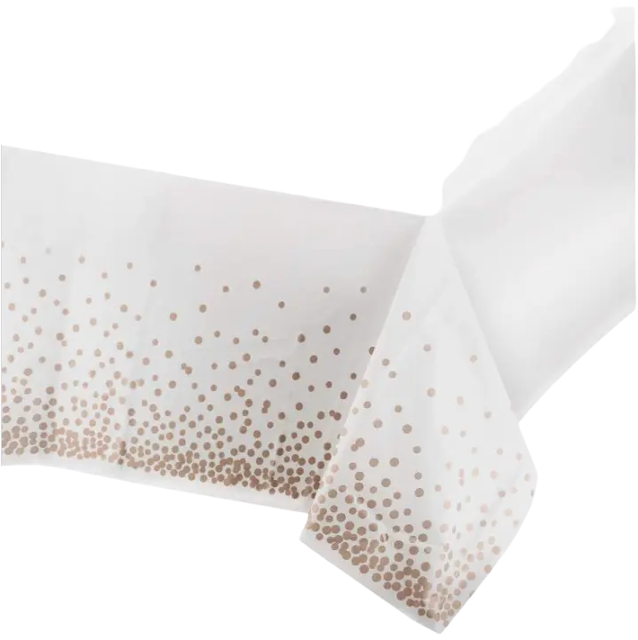 Mantel desechable de lunares para fiesta, estampado en caliente, impermeable, aceite, oro rosa, 137x275cm - 1