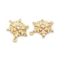 Abalorios de latón y circonita de Color dorado de 18K con 2 agujeros, abalorios de conexión de copos de nieve y flores, accesorios para pendientes para hacer joyas Diy de alta calidad - details 27