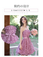 Vestido de noche corto para banquete, fiesta de cumpleaños para mujer, vestido de alta sociedad francés sin tirantes ligero de lujo - details 1