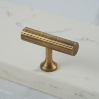 Tiradores de armario de bronce, pomos de puerta antiguos, manija moleteada de latón macizo, tiradores de armario, barra en T, tirador de puerta de muebles - details 1