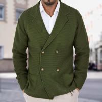 2025 Suéter de punto con doble botón y solapa fina para hombre, chaqueta Tre, ropa de moda de talla grande, otoño e invierno - details 8