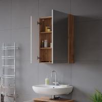 Armario con espejo de baño Irma, Roble Goldkraft/Blanco Alto Brillo, 60 x 75 cm - details 4