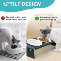 Comedero elevado para gatos Lannvan, 3 comederos para perros, comederos para gatos inclinados 15 °   Cerámica con Marco Metálico, Cuenco Antivómitos para Gatos, Comederos y Bebederos para Gatos y Perros Pequeños - details 3