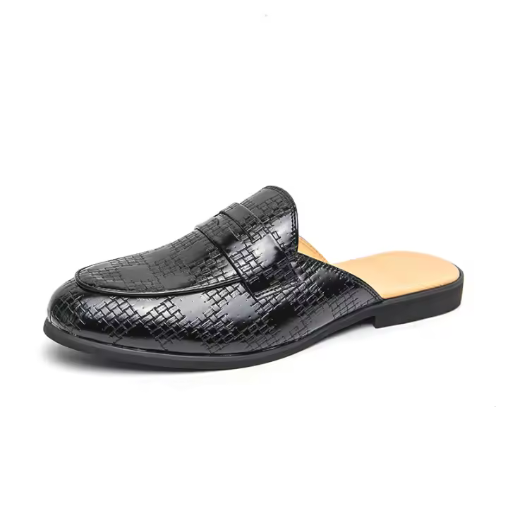 Zapatillas de cuero con punta en relieve para hombre, zapatos cómodos, ligeros, informales, formales, talla 38-47 - 1