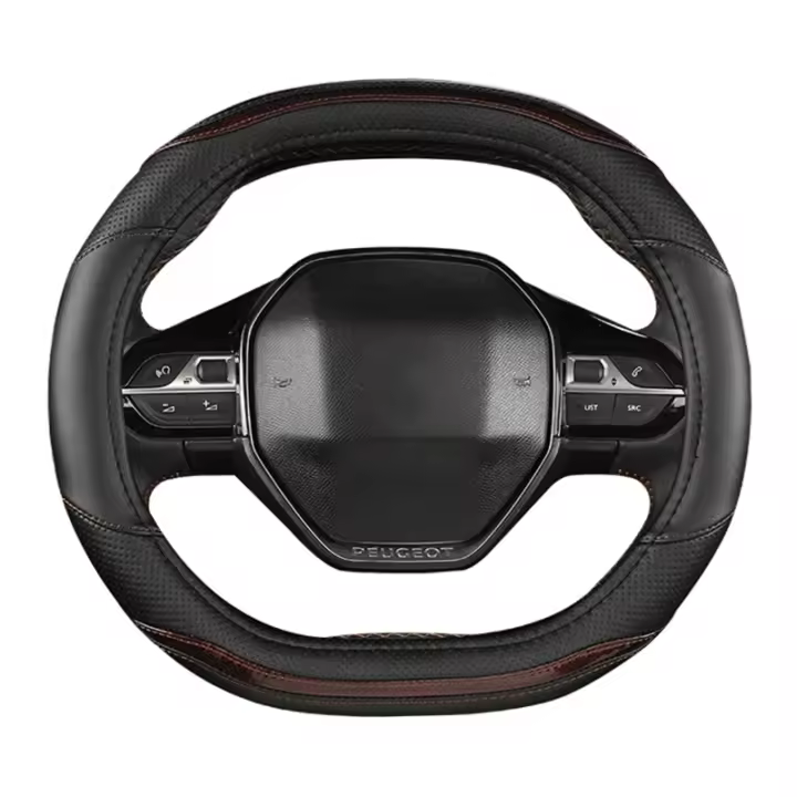 Funda de Volante de Coche para Peugeot 3008 4008 5008 en Fibra de Carbono Bicolor Empalmado Adecuada para Cuatro Estaciones Universal - 1