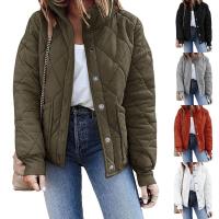 Chaqueta acolchada de manga larga para mujer, abrigo informal de primavera y otoño, Cuello de pie, con bolsillos - details 1