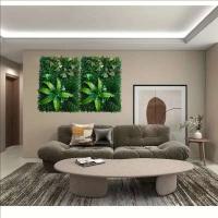 1 juego de paneles de plantas verdes artificiales, decoración inferior de pared simulada, plantas biomiméticas 3D, césped al aire libre, césped falso - details 4
