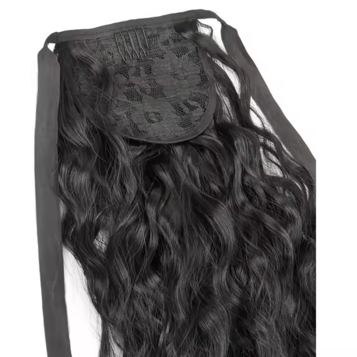Peluca de cola de caballo afro rizada permanente de maíz, extensión de cola de caballo, cola de caballo larga ondulada y rizada ombre, postizo de cola de caballo natural esponjoso para mujeres - 1
