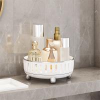 Organizador de maquillaje giratorio de 360 grados para tocador, almacenamiento de cosméticos con compartimentos para Perfumes, blanco, A - details 5