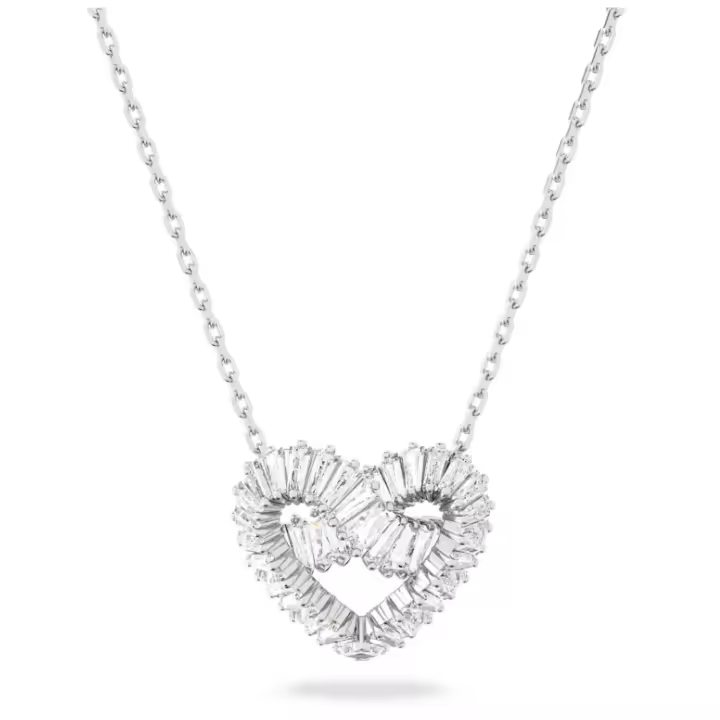 Collar con colgante de corazón de cristal Swarosk, collar de cadena de piedra transparente de plata 925, regalo de joyería en forma de corazón para mujer - 1