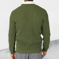 Suéter cansado de manga larga para hombre, chaqueta de punto con cuello en V, ropa de moda de talla grande, otoño e invierno, 2024 - details 3