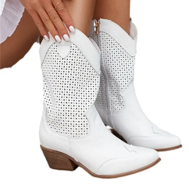 Nuevo modelo de comercio exterior, botines de mujer con tacón medio 40-43, gamuza quemada, tubo bajo, estilo marea. - 1