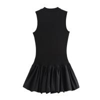 Nueva ropa de mujer, diseño francés europeo y americano, vestido hinchado de empalme de punto de moda y versátil - details 2