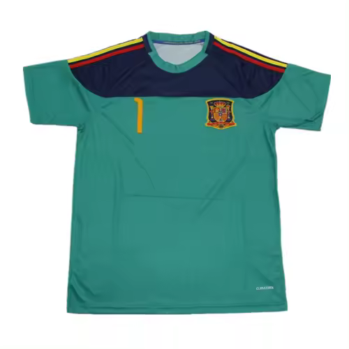 Camiseta de fútbol de portero de España 2010 Personalizada 1 CASILLAS 6 A. INIESTA 15 RAMOS Camiseta Retro - 1