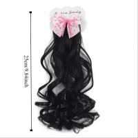 2 uds lazos sintéticos nudo Cola de Caballo sombreros para niños extensiones de cabello peluca con cola de caballo rizada pinzas para el cabello naturales suaves cola de caballo - details 0