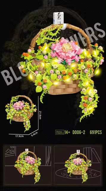 Ladrillos creativos para colgar en la pared, flores eternas Moc, bloques de construcción, orquídeas, peonías, juguetes de moda con luz, regalos para niñas - 1