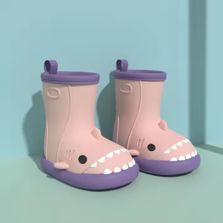 Tiburón zapatos de lluvia antideslizante y resistente al desgaste lindo ligero impermeable pegamento zapatos - 1