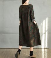 Vestido Floral de Algodón Vintage Moda Casual para Mujeres Primavera Otoño - details 19