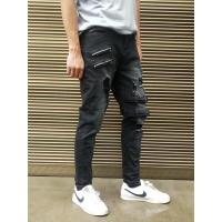 Decoración con Slim Fit Biker Hombre Elástico Algodón Ripped Skinny Jeans Hip Hop Alta Calidad Negro - details 1