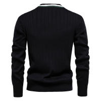 Cárdigan con cuello en V para hombre, suéter de manga larga, Chaqueta de punto con ribete de Color de contraste de moda - details 6