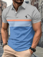 Polo Rayas Casual para Hombre Camisa Botón Abajo Solapa t Camisa Casual Comfort - details 6