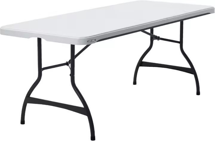 Mesa plegable rectangular ultrarresistente negra, Mesa exterior e interior para jardín, terraza, eventos y catering, Medidas 182x76cm, altura 73,5cm, Mesas plegables grandes - 1