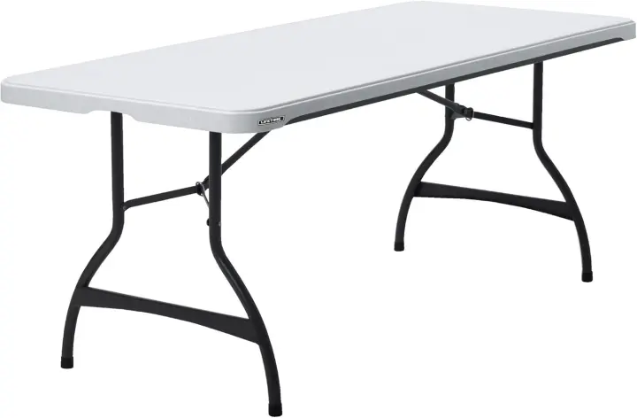 Mesa plegable rectangular ultrarresistente negra, Mesa exterior e interior para jardín, terraza, eventos y catering, Medidas 182x76cm, altura 73,5cm, Mesas plegables grandes - 1