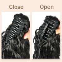 Peluca de cola de caballo con clip de garra con ondas de agua, peluca de cola de caballo larga ondulada y rizada con clip ombre, postizo de cola de caballo esponjosa con cordón para mujeres - details 2