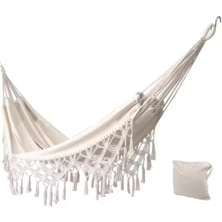 Hamaca de Jardín de Algodón Doble Ideal para Vacaciones en la Playa, Escalada, Viajes, Picnics - 1