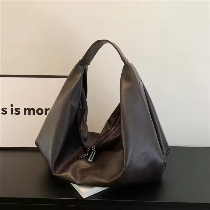 Bolsos de hombro grandes negros para mujer, bolso de compras grande, bolso cruzado de cuero suave de calidad de Color sólido, bolso de mano de viaje para mujer - 1