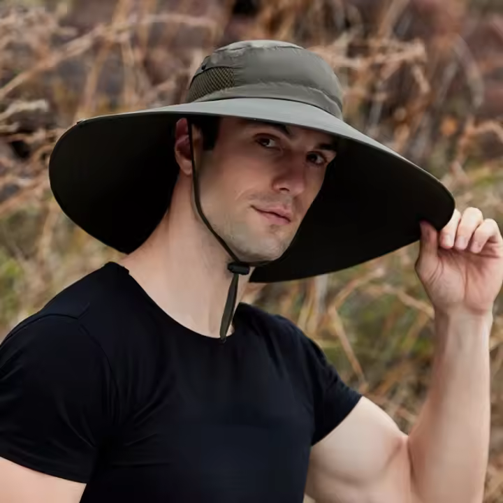 Gorra de Sol Plegable para Hombres Gorra de Vaquero de Ala Grande Anti-UV - 1