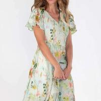 Elegante vestido francés de gasa floral con estampado de alta gama para primavera-verano con sabor simple - details 2