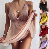 Lencería Sexy plus Size Para Mujer Dormidera En Encaje Translúcido Sin Mangas De Cuello V Abierta Ropa Interior Exótica De Verano - details 1